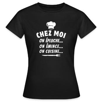 cuisiner, cuisinier, restaurant - T-shirt Femme - noir - Devant - AI Model Female 172 dark (172cm)