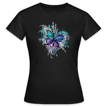 Symbole papillon Illustration Blast Colors - T-shirt Femme - noir - Devant - AI Model Female 172 dark (172cm)