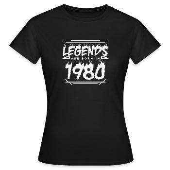 1980 - Né en 1980 - Construit en 1980 - Légende - T-shirt Femme - noir - Devant - AI Model Female 172 dark (172cm)