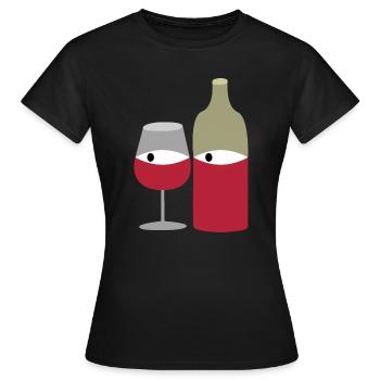 Rotwein - Frauen T-Shirt - Schwarz - Vorne - AI Model Female 172 dark (172cm)