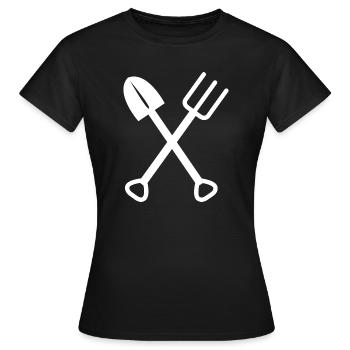 Outils de jardinier Jardin Spade Pelle Râteau - T-shirt Femme - noir - Devant - AI Model Female 172 dark (172cm)