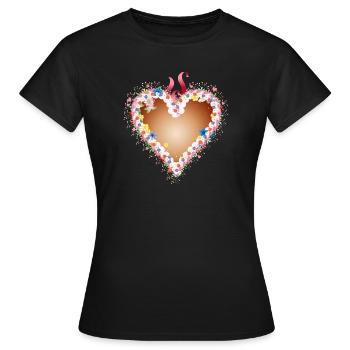 Festival folklorique cœur en pain d’épices avec glaçage et fleurs - T-shirt Femme - noir - Devant - AI Model Female 172 dark (172cm)