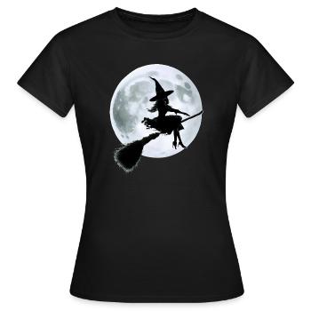 Sorcière sur balai - T-shirt Femme - noir - Devant - AI Model Female 172 dark (172cm)