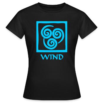 Symbol des Windes blauer Text 'WIND' - Frauen T-Shirt - Schwarz - Vorne - AI Model Female 172 dark (172cm)