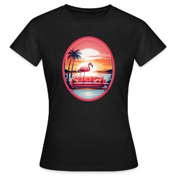 Flamingo Sofa - Frauen T-Shirt - Schwarz - Vorne - AI Model Female 172 dark (172cm)
