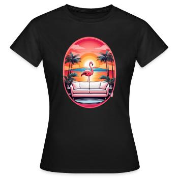 Flamingo Sofa - Frauen T-Shirt - Schwarz - Vorne - AI Model Female 172 dark (172cm)