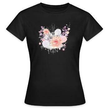 Composition des nénuphars et des fleurs d’hortensias - T-shirt Femme - noir - Devant - AI Model Female 172 dark (172cm)