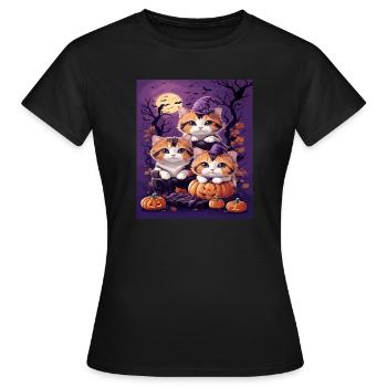 Trio de Chatons au style d'Halloween - T-shirt Femme - noir - Devant - AI Model Female 172 dark (172cm)