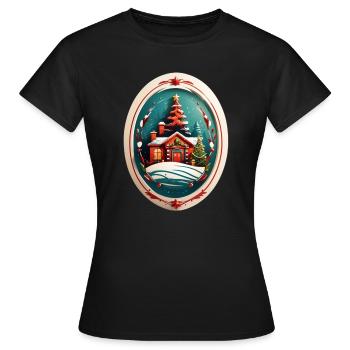 Cabane de Noël - T-shirt Femme - noir - Devant - AI Model Female 172 dark (172cm)