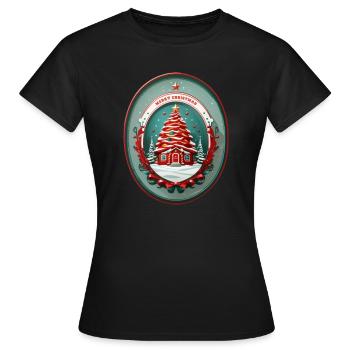 Cabane de Noël - T-shirt Femme - noir - Devant - AI Model Female 172 dark (172cm)