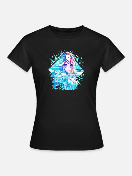 Anime Reine des neiges Princesse des glaces - T-shirt Femme - noir