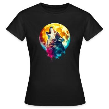 Wolf howls at the moon - Women's T-Shirt - black - Front - AI Model Female 172 dark (172cm)