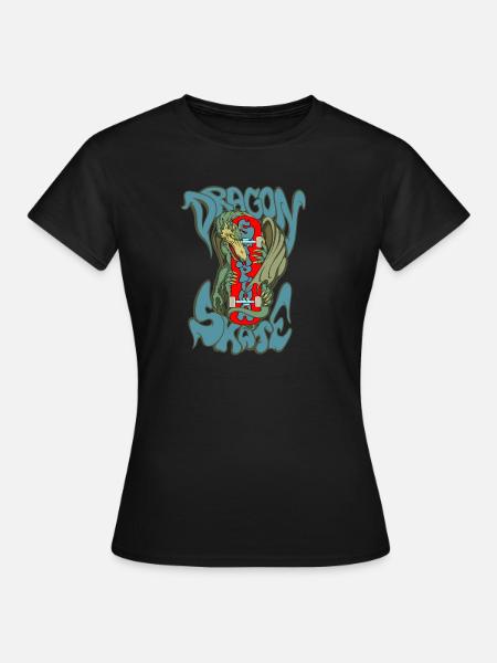 Drachen-Schlittschuh - Frauen T-Shirt - Schwarz