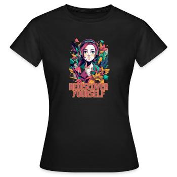 Rediscover Yourself- Trendy Aesthetic Graphic - Frauen T-Shirt - Schwarz - Vorne - AI Model Female 172 dark (172cm)