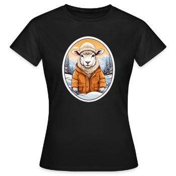 Cute cuddly sheep - Women's T-Shirt - black - Front - AI Model Female 172 dark (172cm)