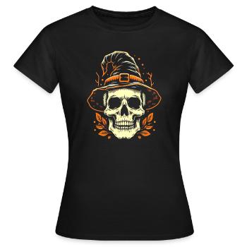 Crâne dans un chapeau - T-shirt Femme - noir - Devant - AI Model Female 172 dark (172cm)