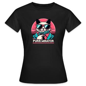 The Purr-minator - Women's T-Shirt - black - Front - AI Model Female 172 dark (172cm)