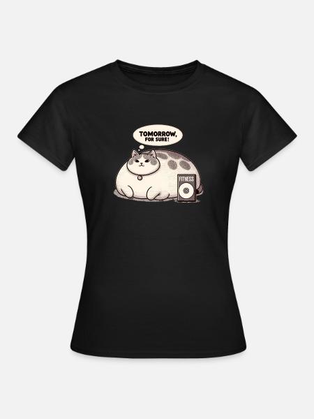 Fitness grouch chat - T-shirt Femme - noir
