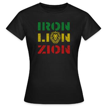 iron lion zion, rasta colours - T-shirt Femme - noir - Devant - AI Model Female 172 dark (172cm)