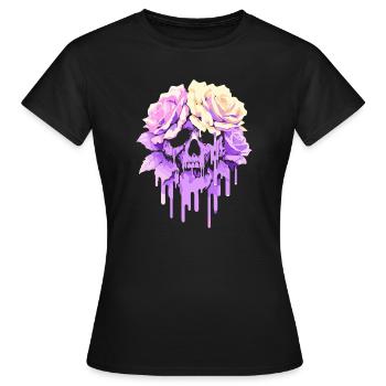 Blüten des Verfalls: Pastell-Gothic-Melancholie - Frauen T-Shirt - Schwarz - Vorne - AI Model Female 172 dark (172cm)