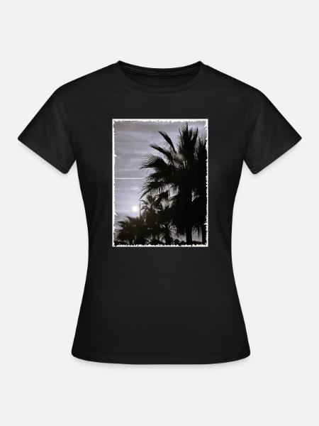 Palme mit Rand SW - Frauen T-Shirt - Schwarz