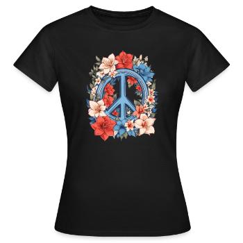 Friedenszeichen - Frauen T-Shirt - Schwarz - Vorne - AI Model Female 172 dark (172cm)