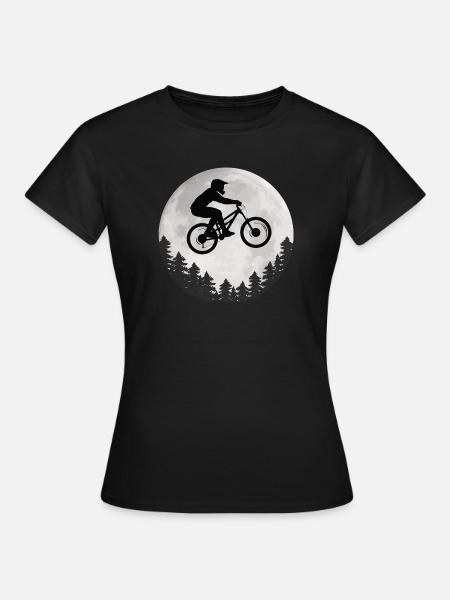Mountainbike Mond Mountainbiker Moon - Frauen T-Shirt - Schwarz