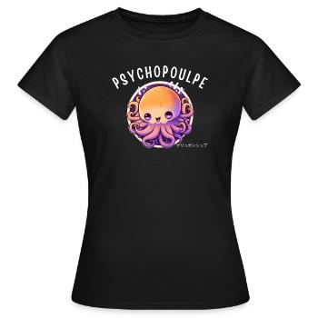 Psyche Pieuvre Arcenciel - T-shirt Femme - noir - Devant - AI Model Female 172 dark (172cm)