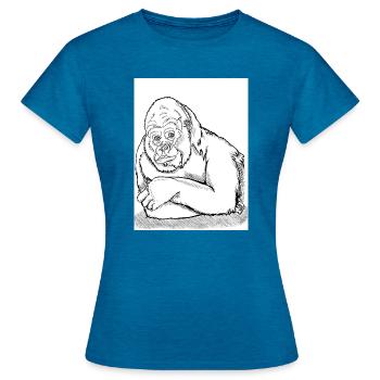 Nachdenklicher Gorilla - Frauen T-Shirt - Antikblaues Saphir meliert - Vorne - AI Model Female 172 dark (172cm)