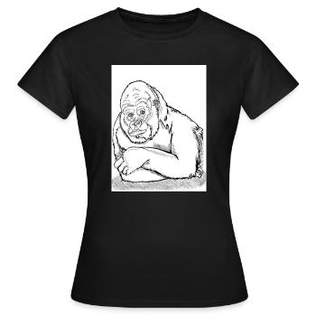Nachdenklicher Gorilla - Frauen T-Shirt - Schwarz - Vorne - AI Model Female 172 dark (172cm)