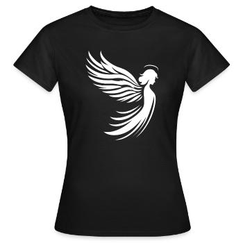 Ein Engel mit Flügel und Heiligenschein Silhouette - Frauen T-Shirt - Schwarz - Vorne - AI Model Female 172 dark (172cm)