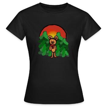 Waldbewohner Märchen Bär alleine Einsamkeit Wald - Frauen T-Shirt - Schwarz - Vorne - AI Model Female 172 dark (172cm)