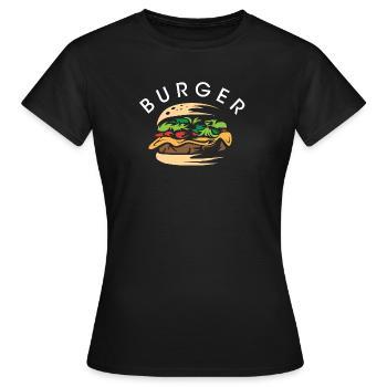 Burger Symbol Logo Restaurant Bar Bistro Équipe - T-shirt Femme - noir - Devant - AI Model Female 172 dark (172cm)