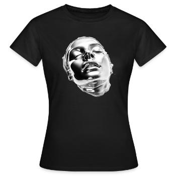 Liquid Chrome Portrait - Women's T-Shirt - black - Front - AI Model Female 172 dark (172cm)