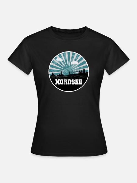 Nordsee Blue Hour Skyline - Frauen T-Shirt - Schwarz