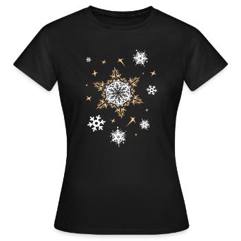 xmas Sterne Weihnachten Muster Schnee Winter icon - Frauen T-Shirt - Schwarz - Vorne - AI Model Female 172 dark (172cm)