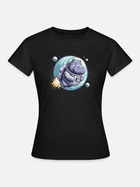 Hippopotame astronaute spatial - T-shirt Femme - noir