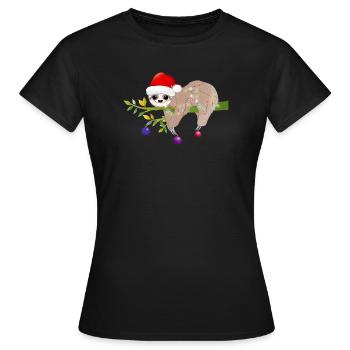 paresseux drôle avec chapeau de père Noël pour Noël - T-shirt Femme - noir - Devant - AI Model Female 172 dark (172cm)