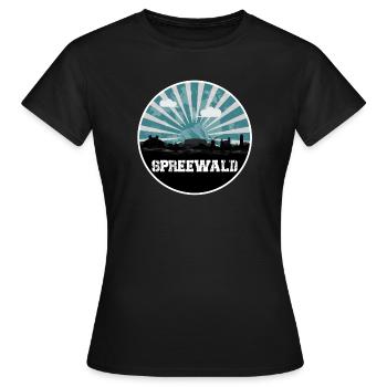 Spreewald Blue Hour Skyline - Frauen T-Shirt - Schwarz - Vorne - AI Model Female 172 dark (172cm)