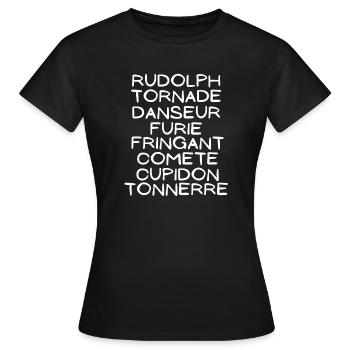 Noël, joyeuses fêtes, Rennes - T-shirt Femme - noir - Devant - AI Model Female 172 dark (172cm)