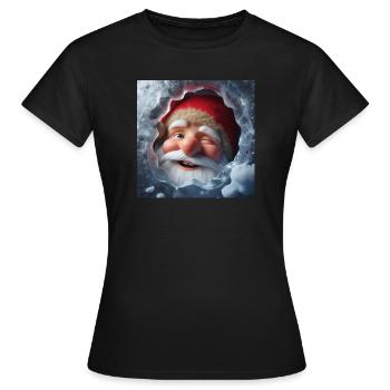 Diablotin regardant à travers la glace en riant - T-shirt Femme - noir - Devant - AI Model Female 172 dark (172cm)