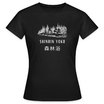 Shinrin Yoku Forêt Tissu pour Baigner la Nature - T-shirt Femme - noir - Devant - AI Model Female 172 dark (172cm)