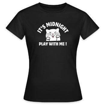 minuit, chat, chat humour - T-shirt Femme - noir - Devant - AI Model Female 172 dark (172cm)