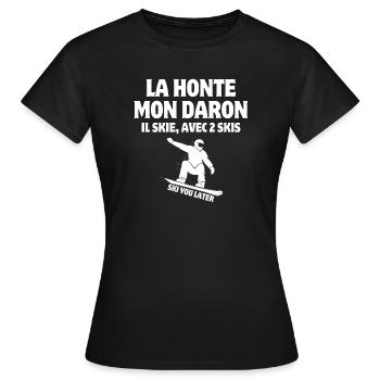 ski, faire du ski, station de ski - T-shirt Femme - noir - Devant - AI Model Female 172 dark (172cm)