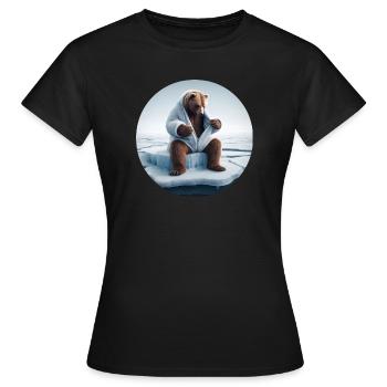 Ours déguisé en mouton assis sur la banquise - T-shirt Femme - noir - Devant - AI Model Female 172 dark (172cm)