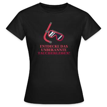 Entdecke das unbekannte Taucherleben Geschenk - Frauen T-Shirt - Schwarz - Vorne - AI Model Female 172 dark (172cm)