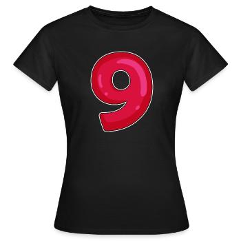 NINE - 9 - Digit red - Women's T-Shirt - black - Front - AI Model Female 172 dark (172cm)