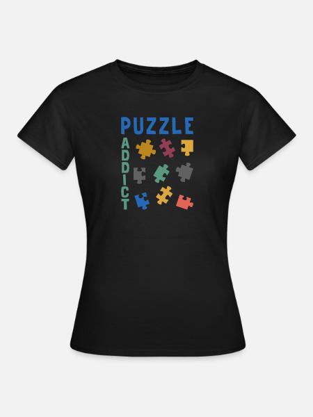 Süchtig nach Puzzles - Frauen T-Shirt - Schwarz