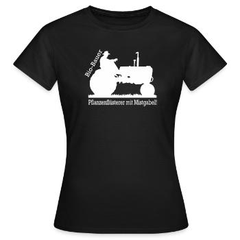 Bio Bauer Pflanzenflüsterer mit Mistgabel Geschenk - Frauen T-Shirt - Schwarz - Vorne - AI Model Female 172 dark (172cm)