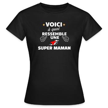 Humour maman super héroïne insoumise - T-shirt Femme - noir - Devant - AI Model Female 172 dark (172cm)